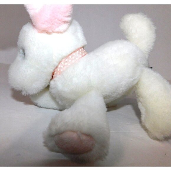 VTG 1989 Kinder GUND White Pink Plush Stuffed Rattle Puppy Dog 7" Baby Lovey - Picture 4 of 8